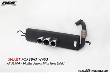Muffler System With 3 Middle Tips With Black Heat Shield 